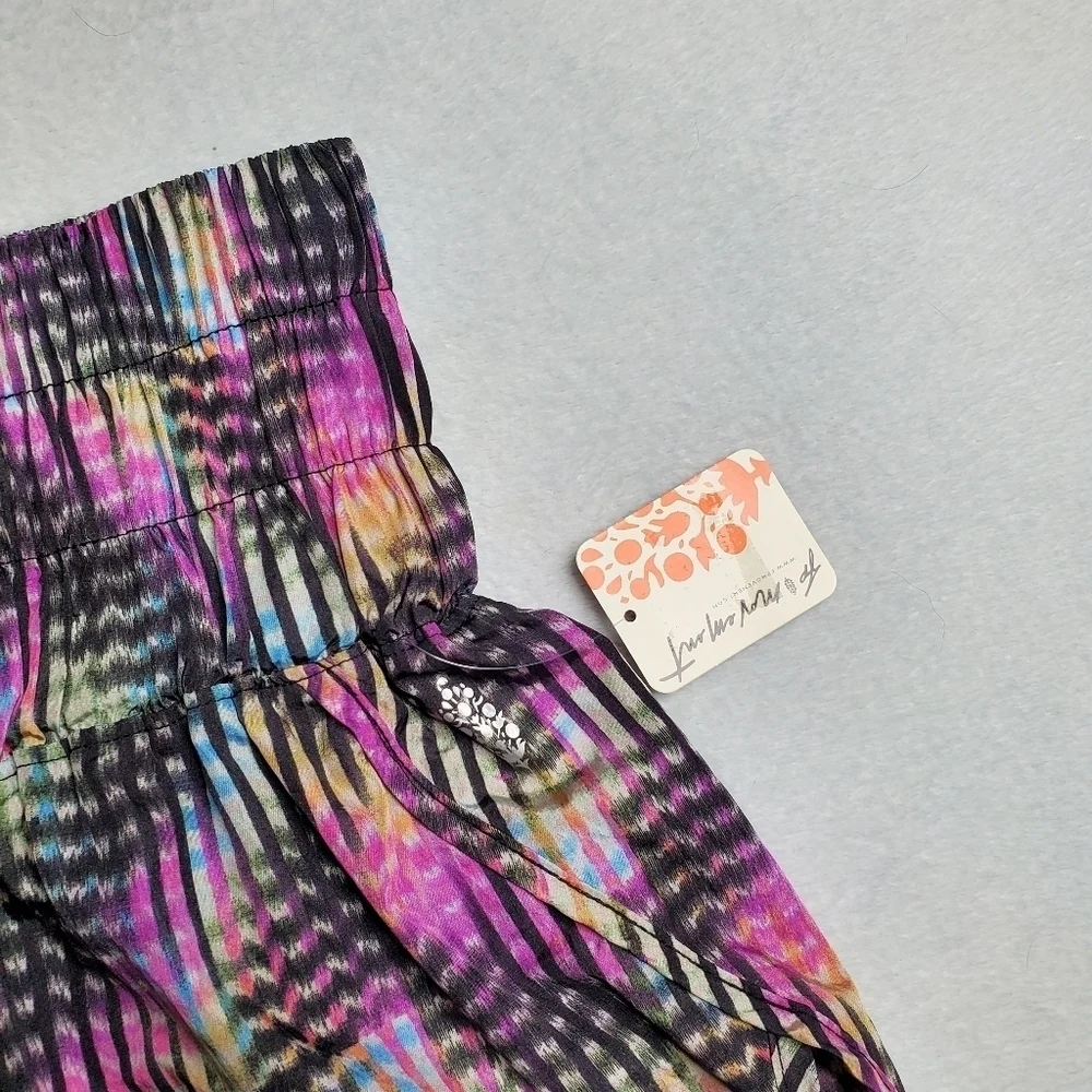 Free People Movement The Way Home Multicolored Printed High Rise Mesh Shorts